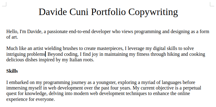 Original Copywriting Document